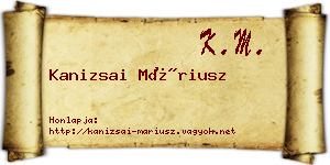 Kanizsai Máriusz névjegykártya
